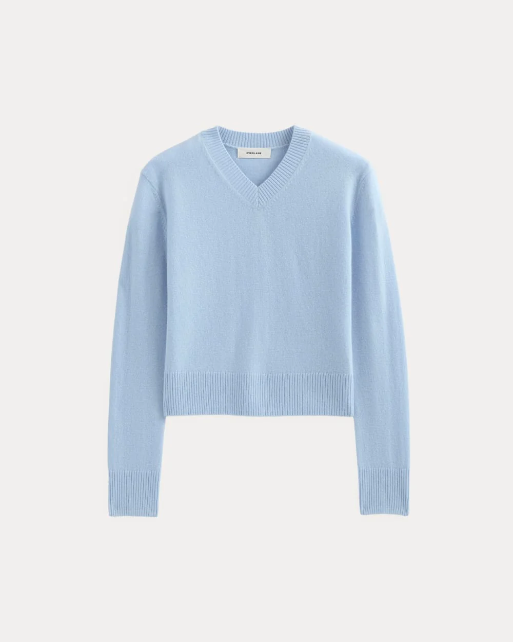 Cashmere Cropped High-V Sweater | Open Air Blue - Image 2