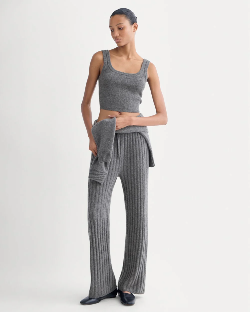 Cashmere Cropped Tank | Heather Charcoal - Image 4