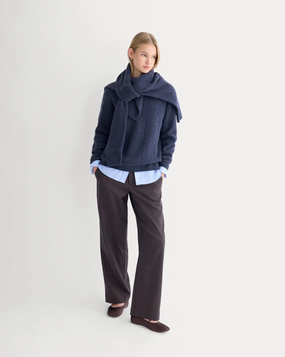Cashmere Herringbone Sweater | Indigo - Image 3