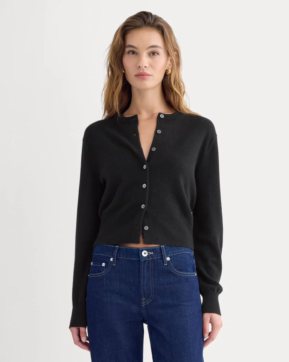 Cashmere Cropped Cardigan | Black - Image 4