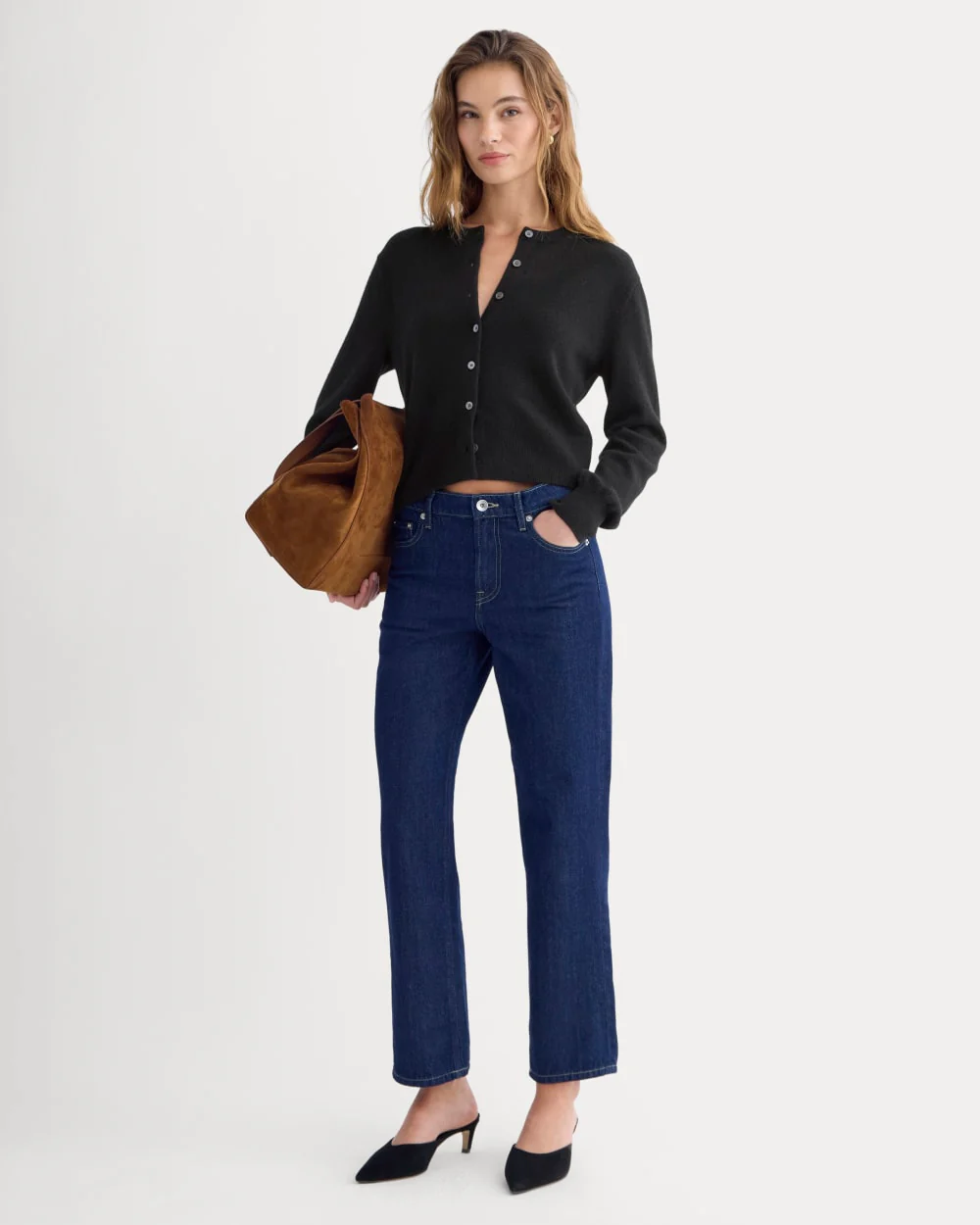 Cashmere Cropped Cardigan | Black - Image 5