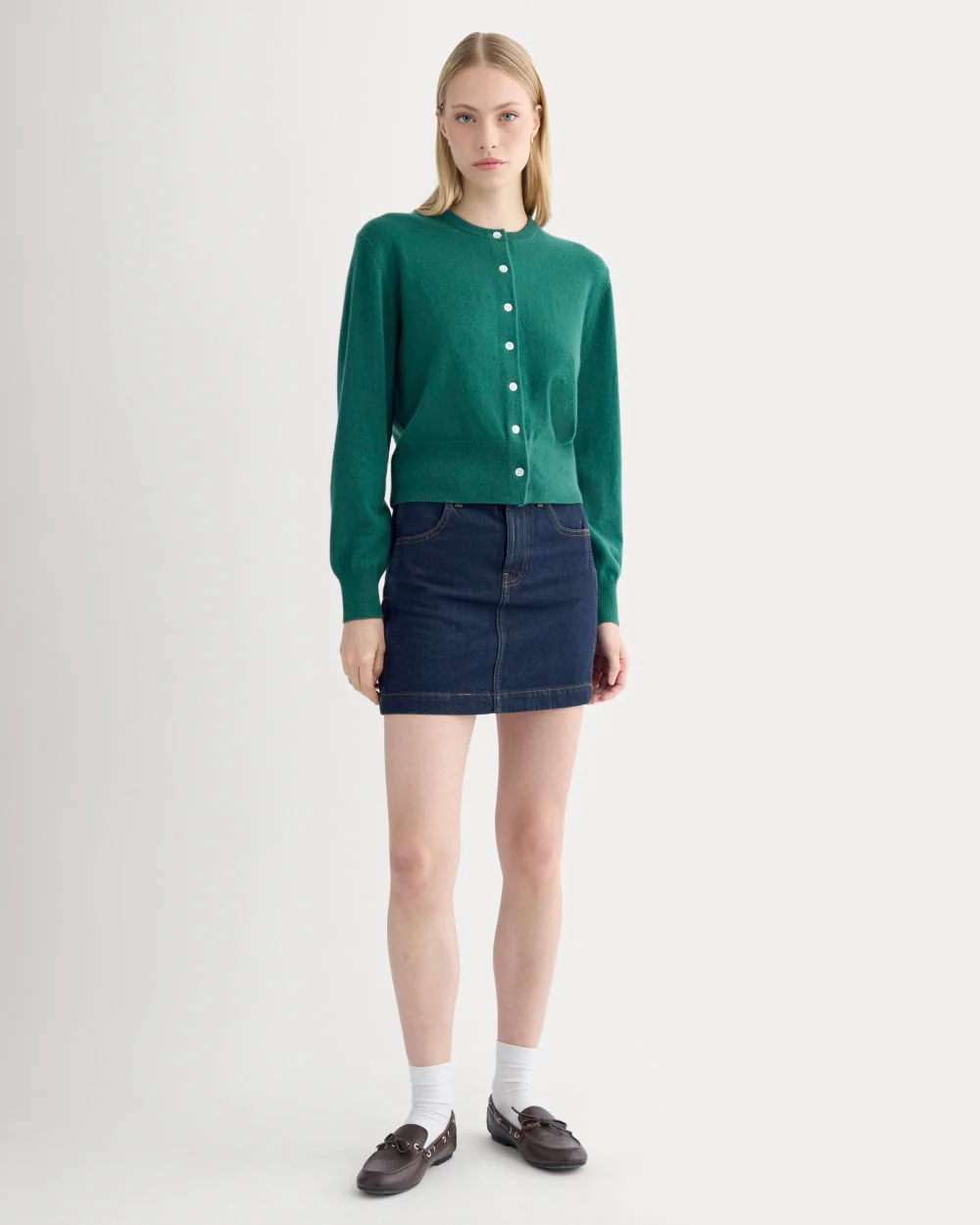 Cashmere Cropped Cardigan | Hunter Green - Image 3