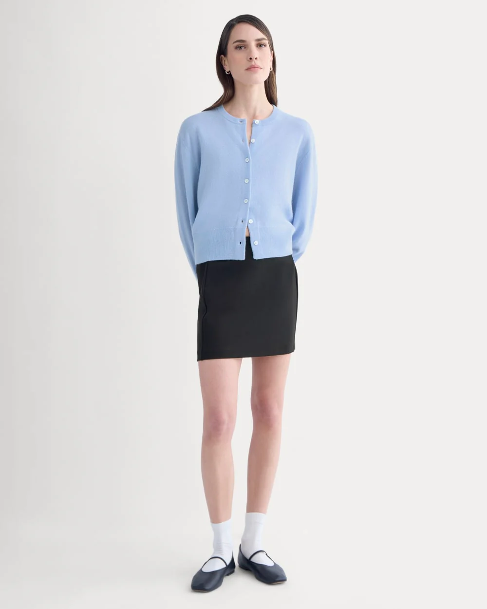 Cashmere Cropped Cardigan | Open Air Blue - Image 3