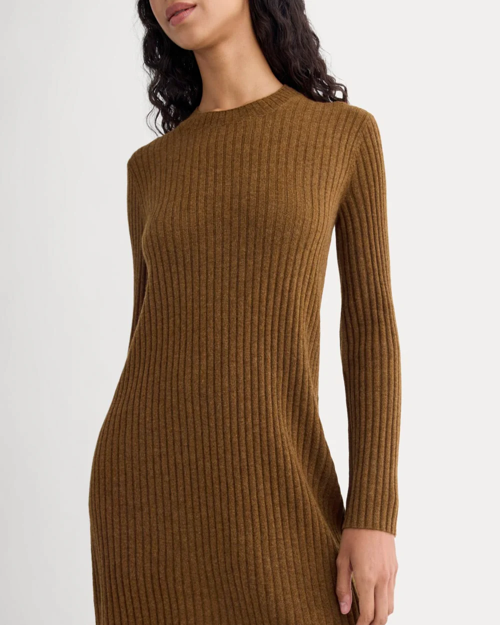 Cashmere Long-Sleeve Mini Dress | Heathered Toffee - Image 3