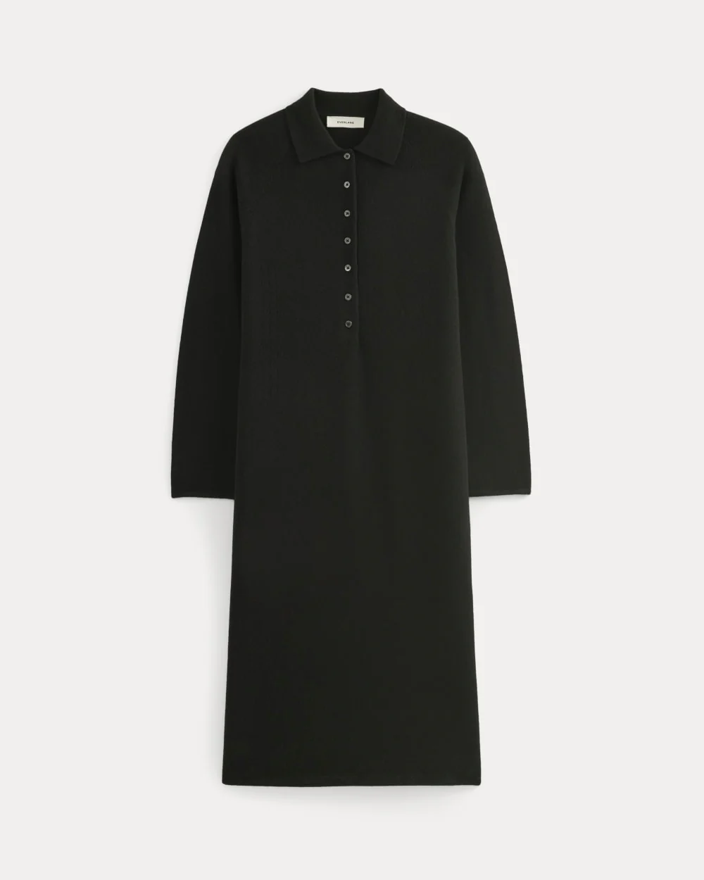 Cashmere Polo Midi Dress | Black - Image 2