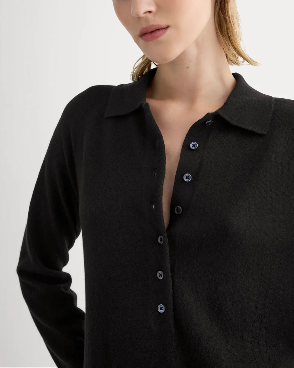 Cashmere Polo Midi Dress | Black - Image 3