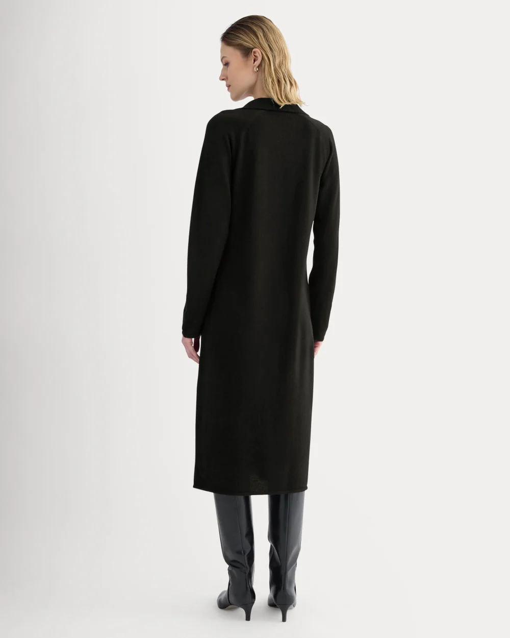 Cashmere Polo Midi Dress | Black - Image 4