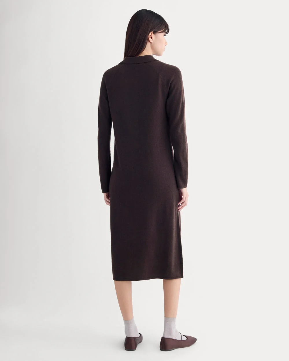 Cashmere Polo Midi Dress | Dark Chocolate - Image 3