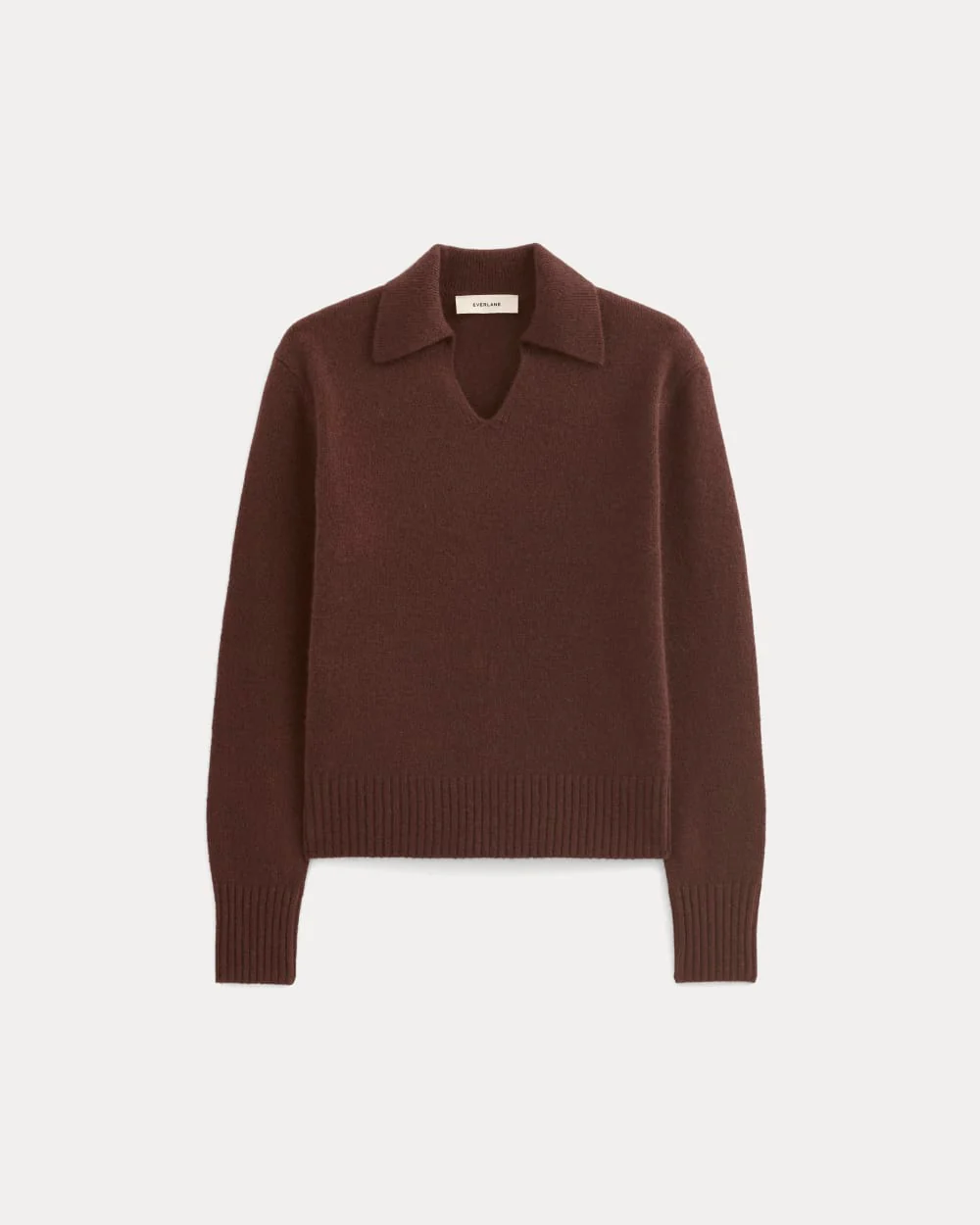 Cashmere Polo Sweater | Dark Mahogany - Image 2