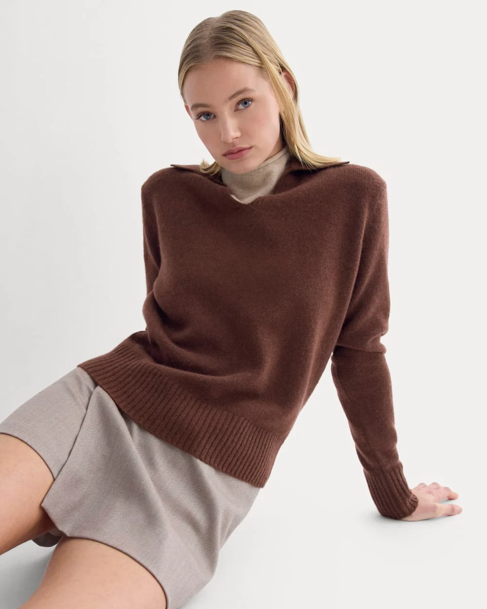 Cashmere Polo Sweater | Dark Mahogany - Image 4