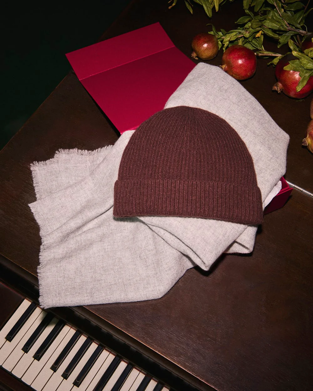 The Cashmere Ribbed Beanie | Dark Mahogany - Image 4