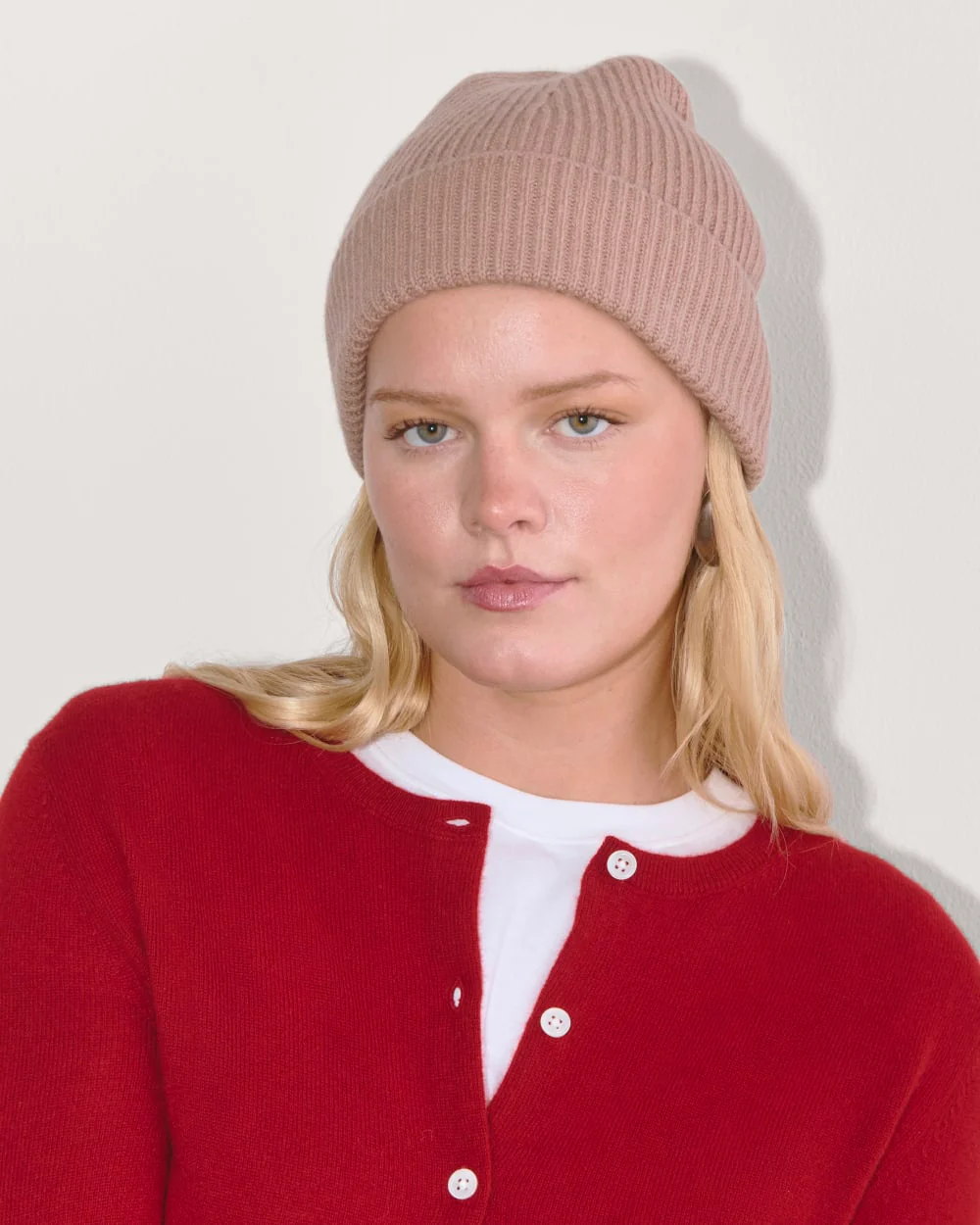 The Cashmere Ribbed Beanie | Dusty Rose - Image 2