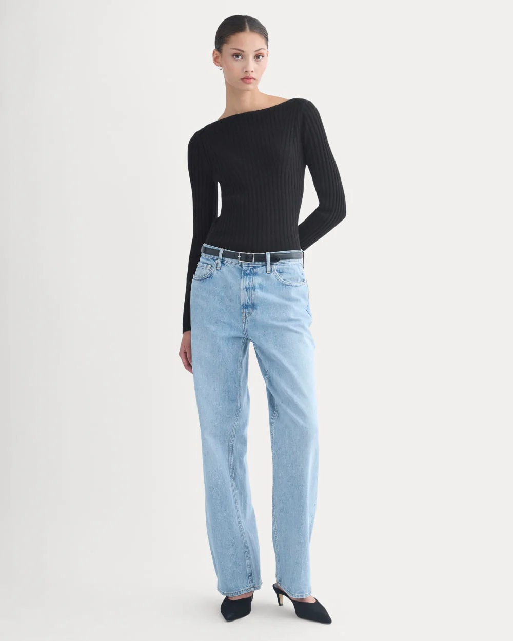 Cashmere Ribbed Boat-Neck Sweater | Black - Image 4