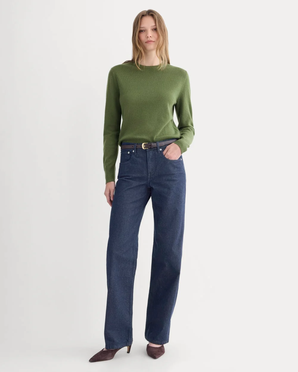Cashmere Slim Crew Sweater | Forest Green - Image 3