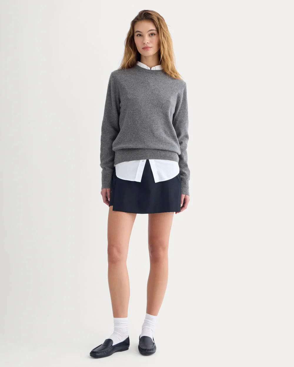 Cashmere Slim Crew Sweater | Heather Charcoal - Image 3