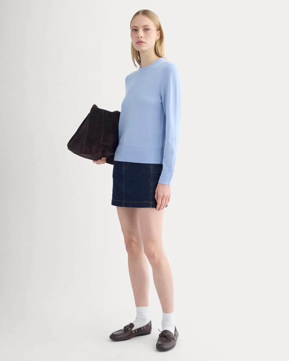 Cashmere Slim Crew Sweater | Open Air Blue - Image 3