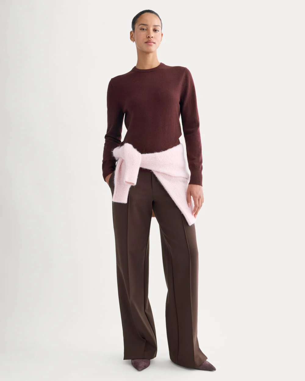 Cashmere Slim Crew Sweater | Wine - Image 4