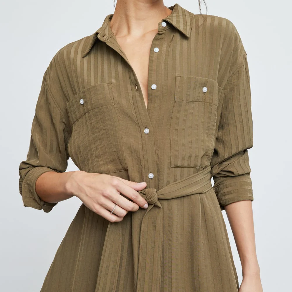 The City Stripe Draped Shirt Dress | Beech - Image 4
