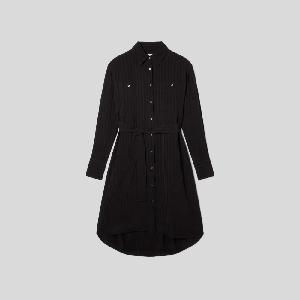 The City Stripe Draped Shirt Dress | Black - Image 2