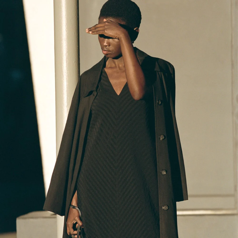 The City Stripe Midi Dress | Black - Image 7