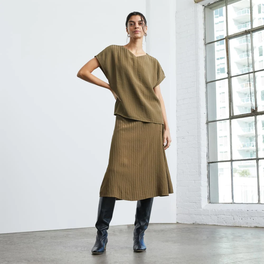 The City Stripe Midi Skirt | Beech - Image 5