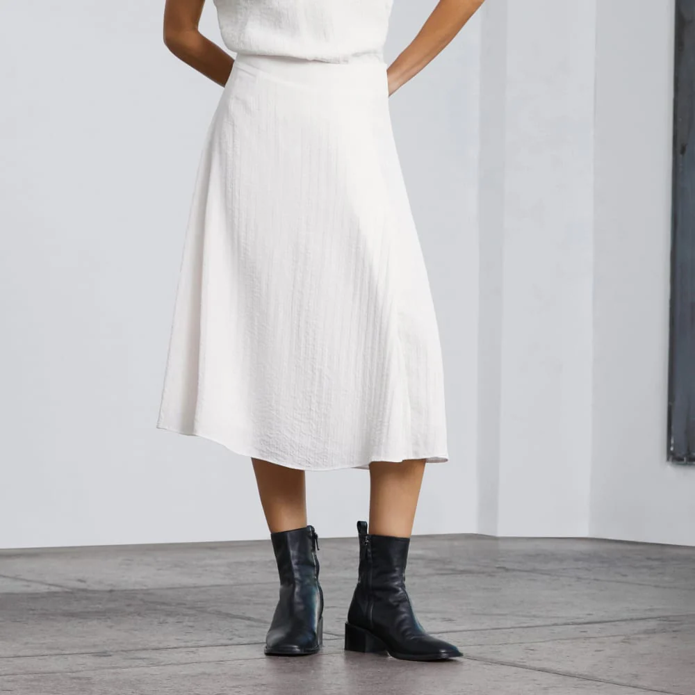 The City Stripe Midi Skirt | Bone