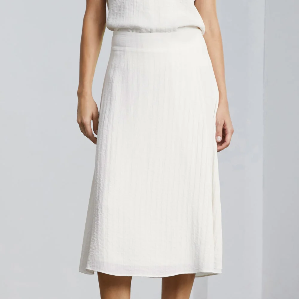 The City Stripe Midi Skirt | Bone - Image 5