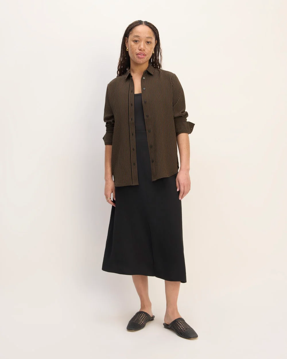 The City Stripe Relaxed Shirt | Cocoa / Black - Image 3