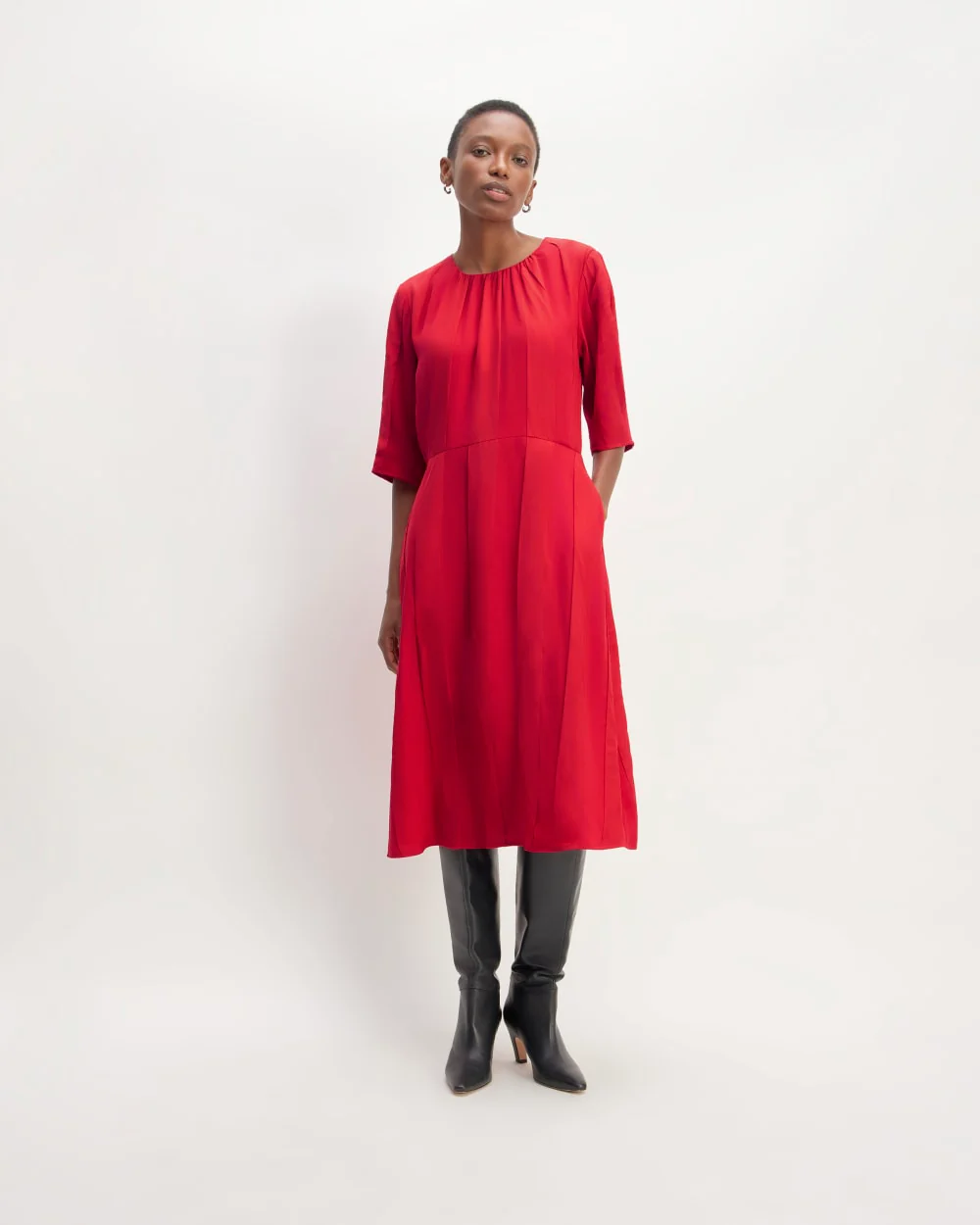 The City Stripe Ruched Dress | Haute Red