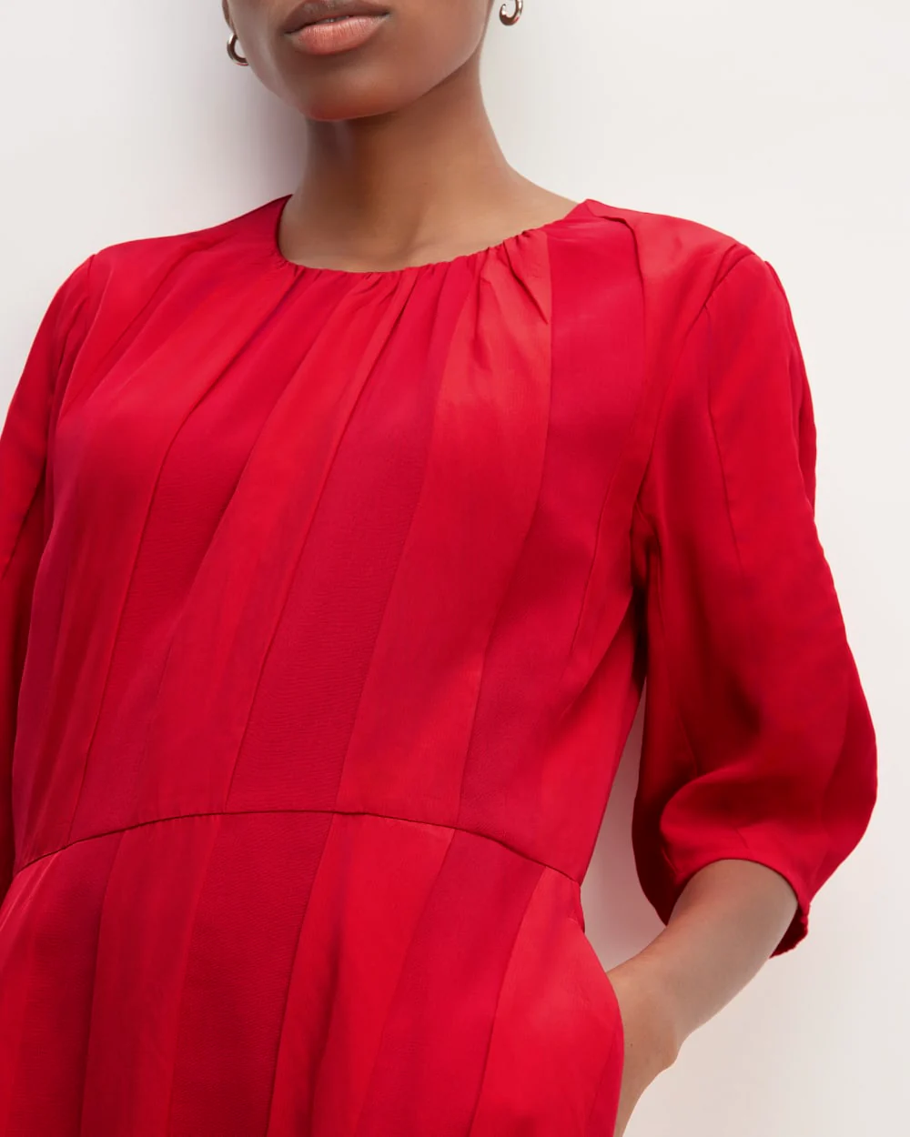 The City Stripe Ruched Dress | Haute Red - Image 4