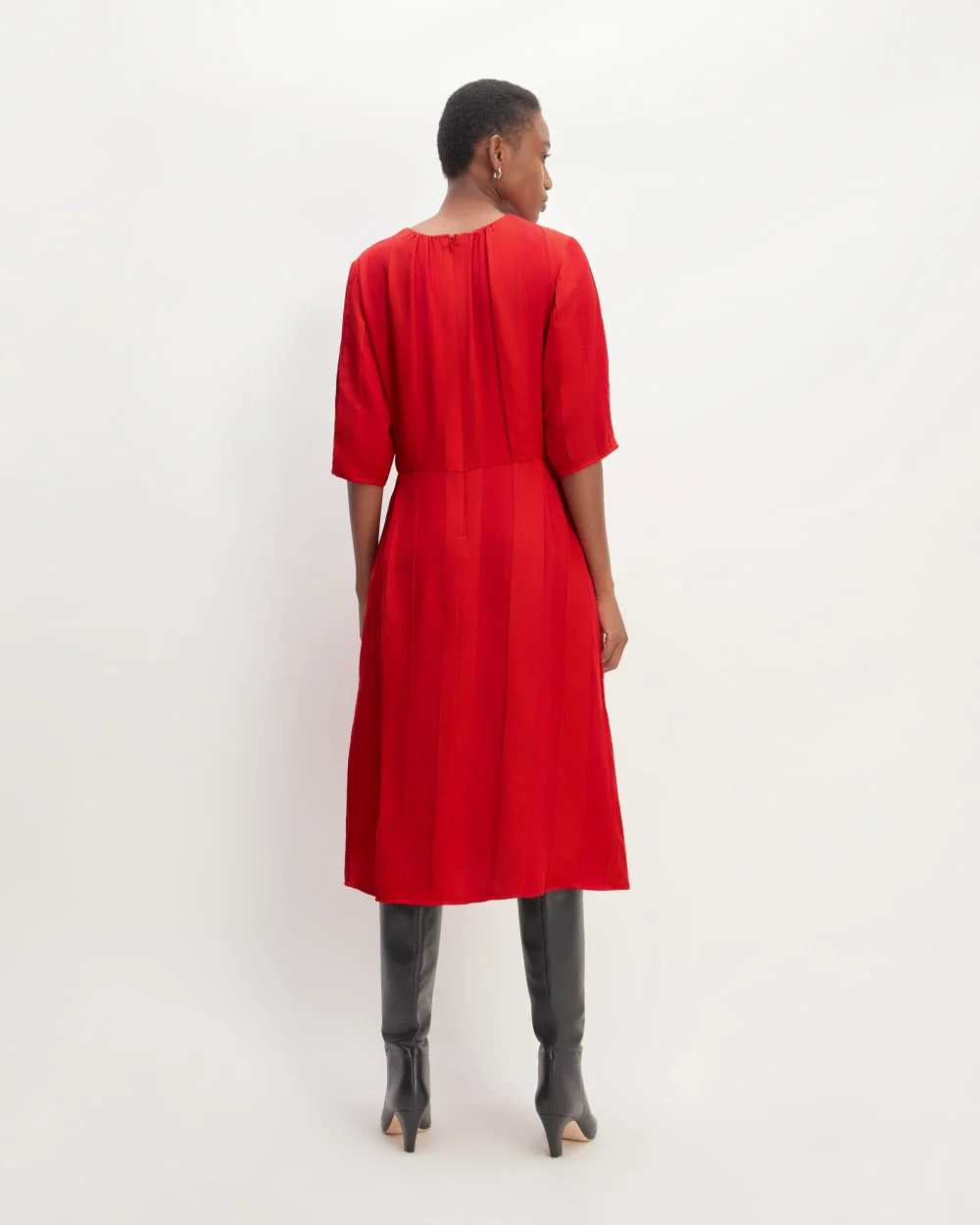 The City Stripe Ruched Dress | Haute Red - Image 6
