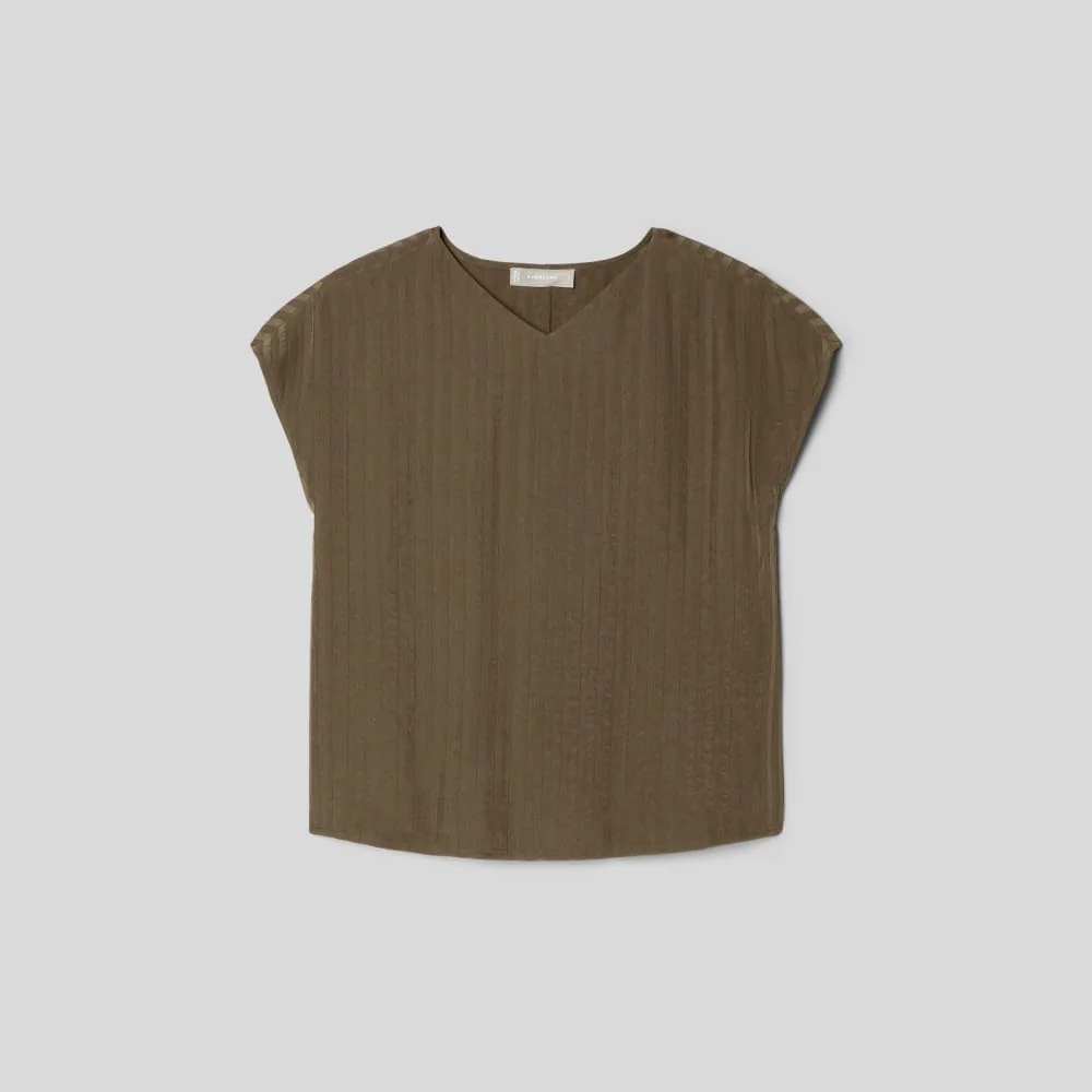 The City Stripe V-Neck Top | Beech - Image 2