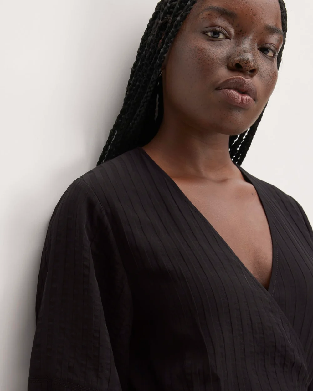 The City Stripe Wrap Dress | Black - Image 3