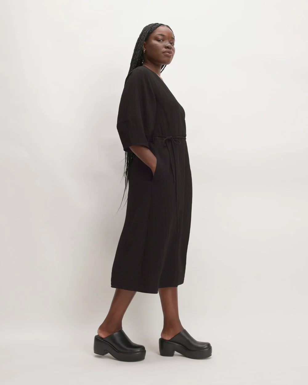 The City Stripe Wrap Dress | Black - Image 4