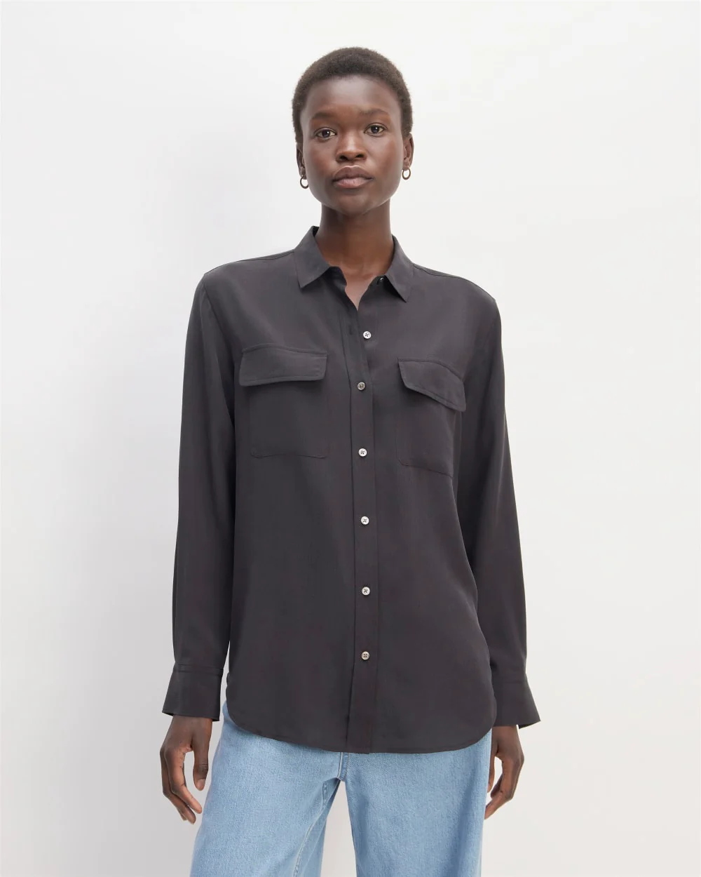 The Utility Shirt in Washable Silk | Black