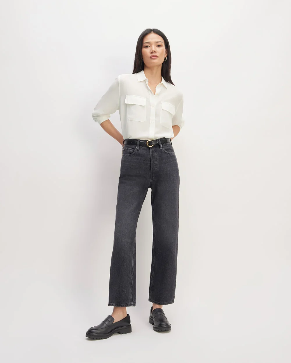 The Utility Shirt in Washable Silk | Off-White - Image 3