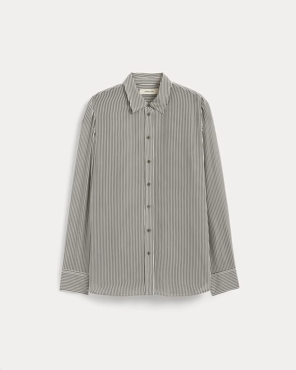 The Must-Have Shirt in Washable Silk | Black Micro Stripe - Image 2