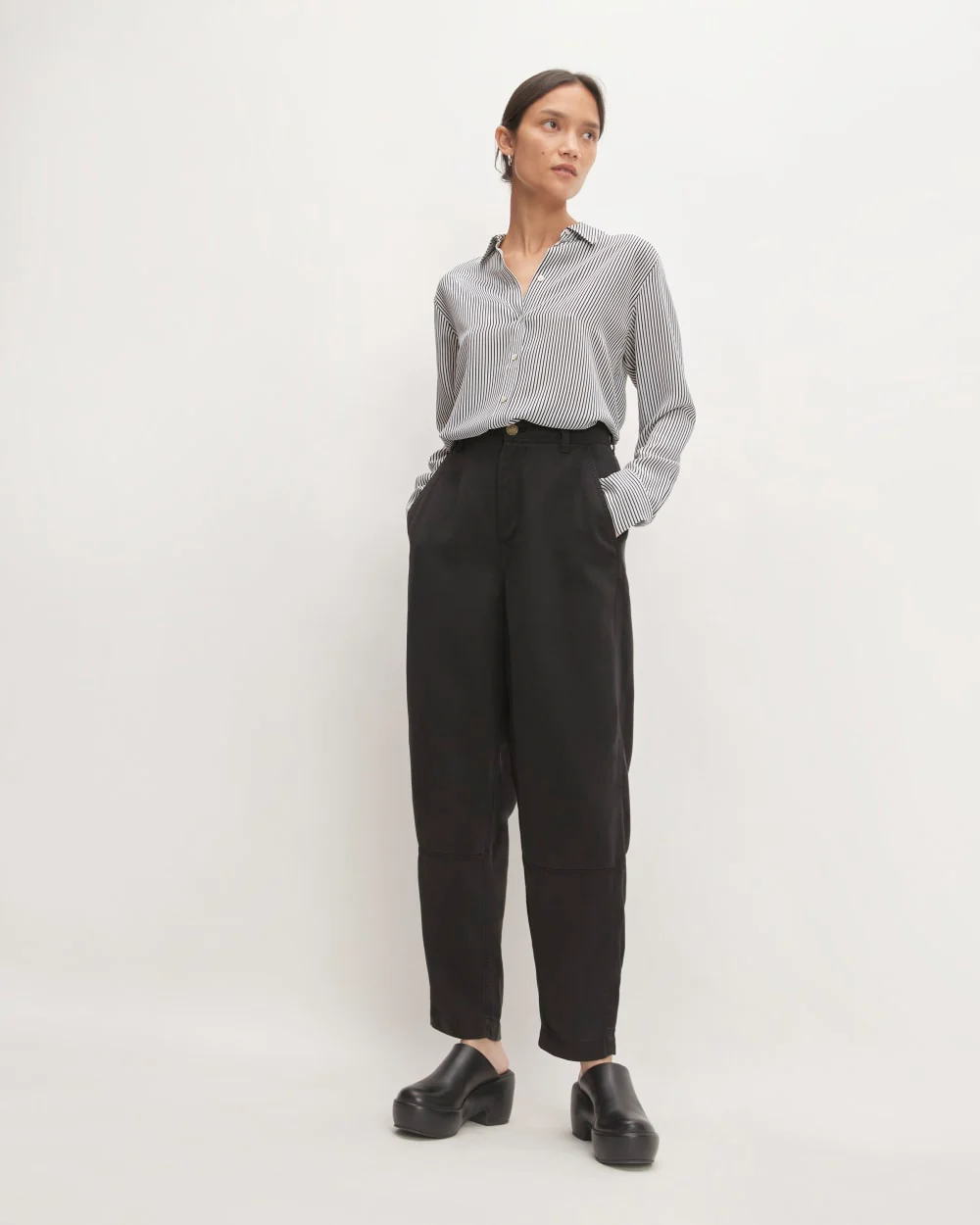 The Must-Have Shirt in Washable Silk | Black / White - Image 3