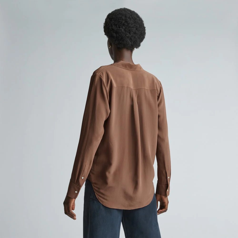 The Must-Have Shirt in Washable Silk | Carob Brown - Image 3