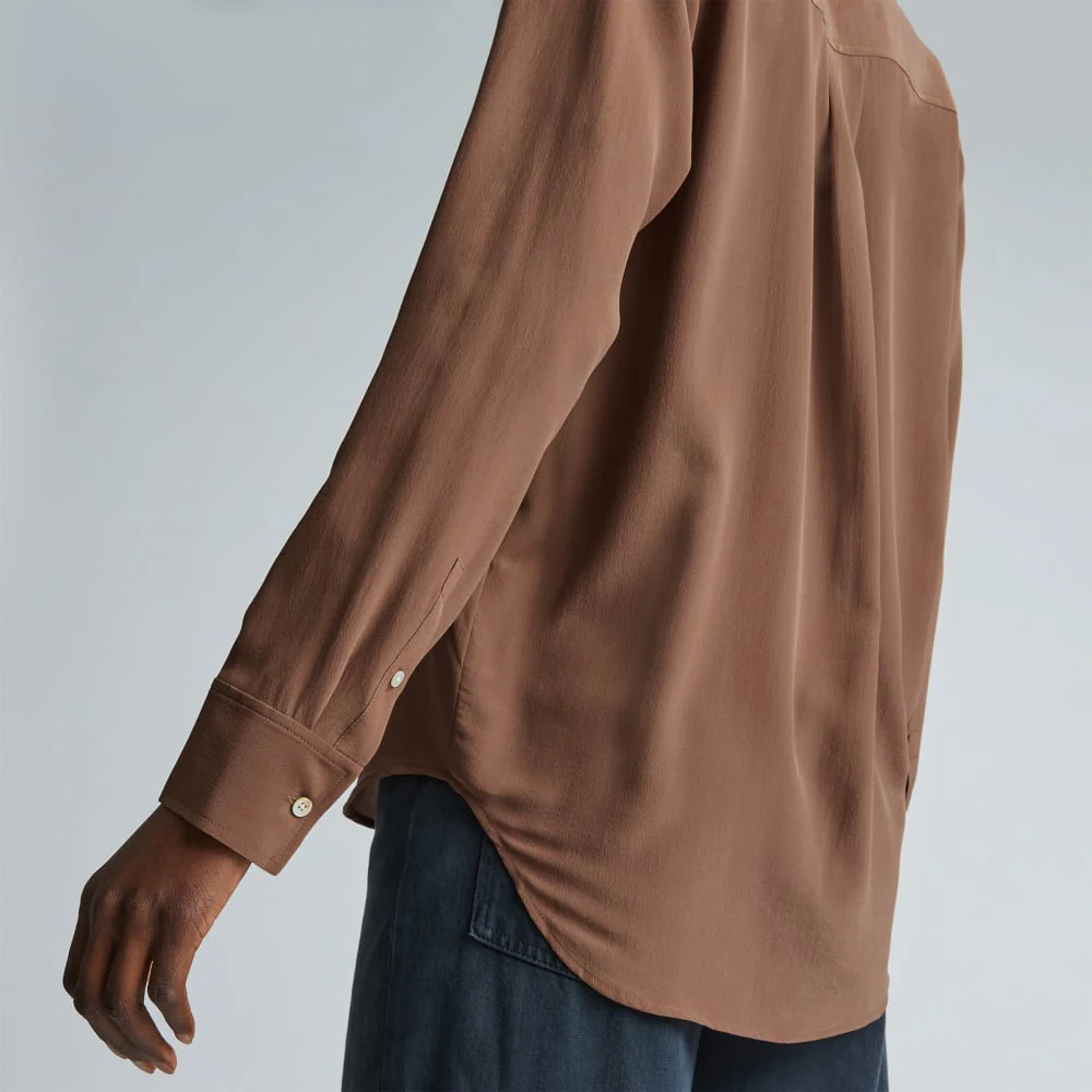 The Must-Have Shirt in Washable Silk | Carob Brown - Image 5
