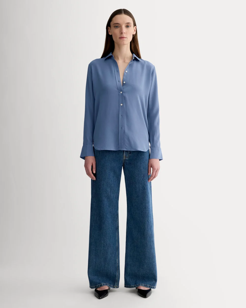 The Must-Have Shirt in Washable Silk | French Blue - Image 3