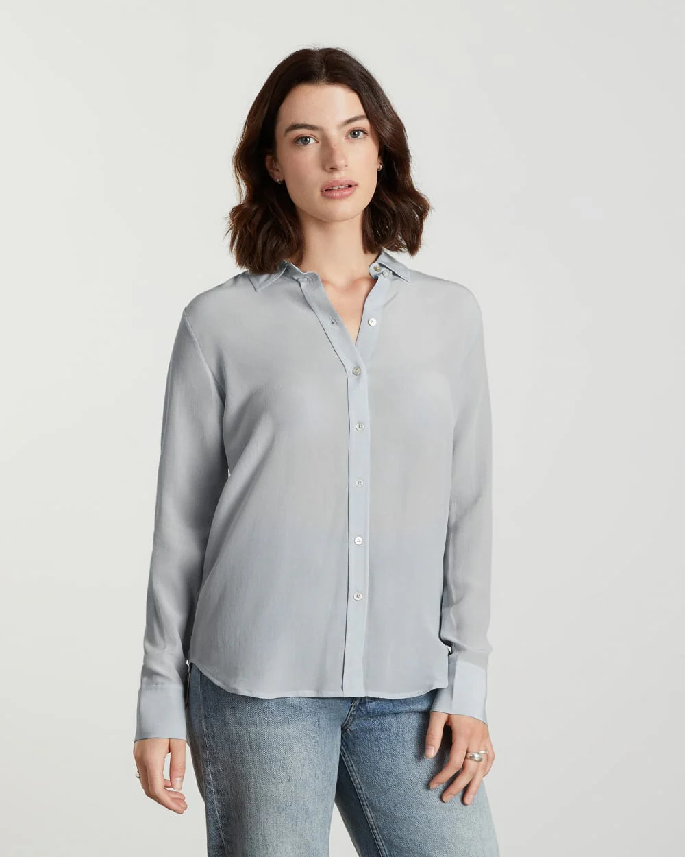 The Must-Have Shirt in Washable Silk | Sky - Image 3