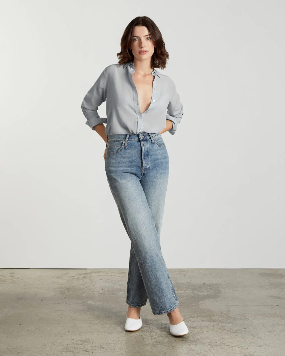The Must-Have Shirt in Washable Silk | Sky - Image 4