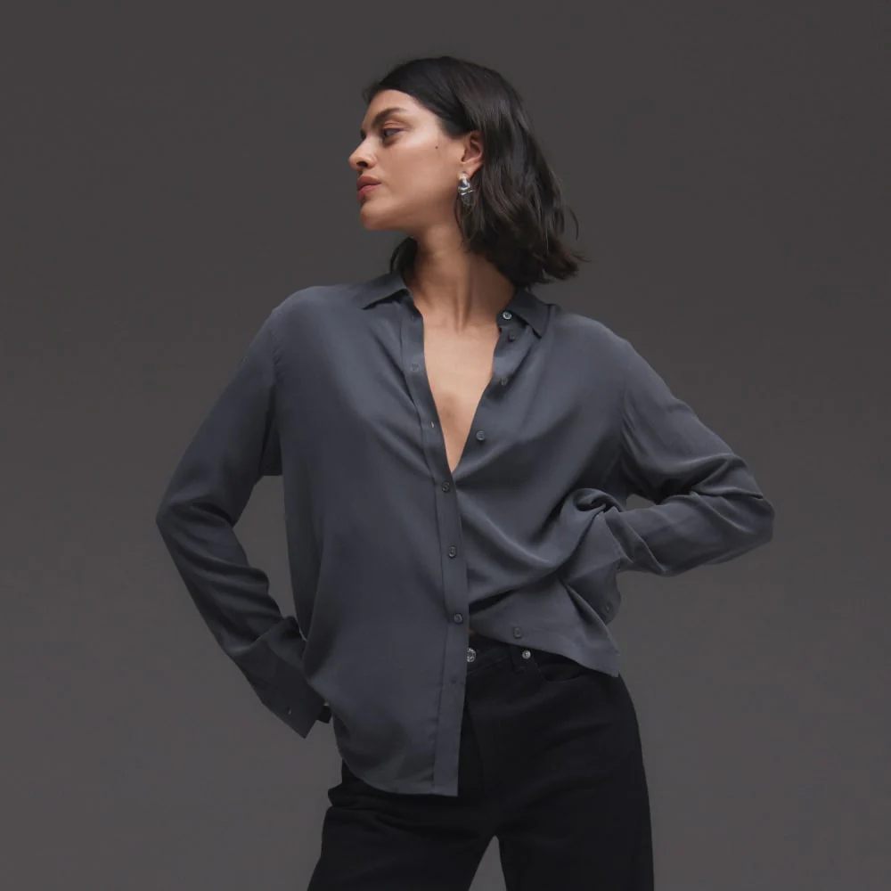 The Must-Have Shirt in Washable Silk | Slate Grey