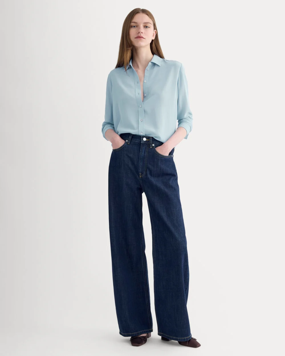 The Must-Have Shirt in Washable Silk | Soft Blue - Image 3