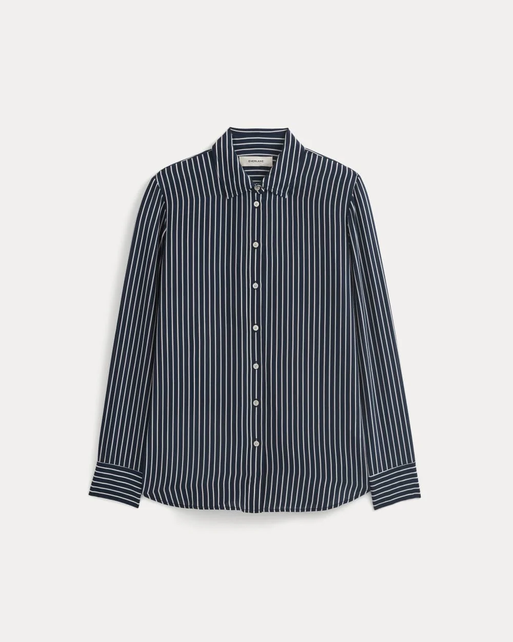 The Must-Have Shirt in Washable Silk | True Navy / Bone Stripe - Image 2