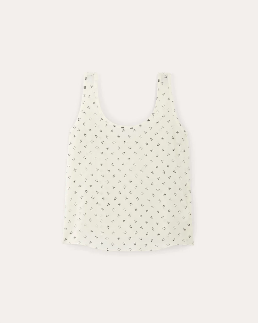The Scoop Tank in Washable Silk | Bone / Black Square Dot - Image 2