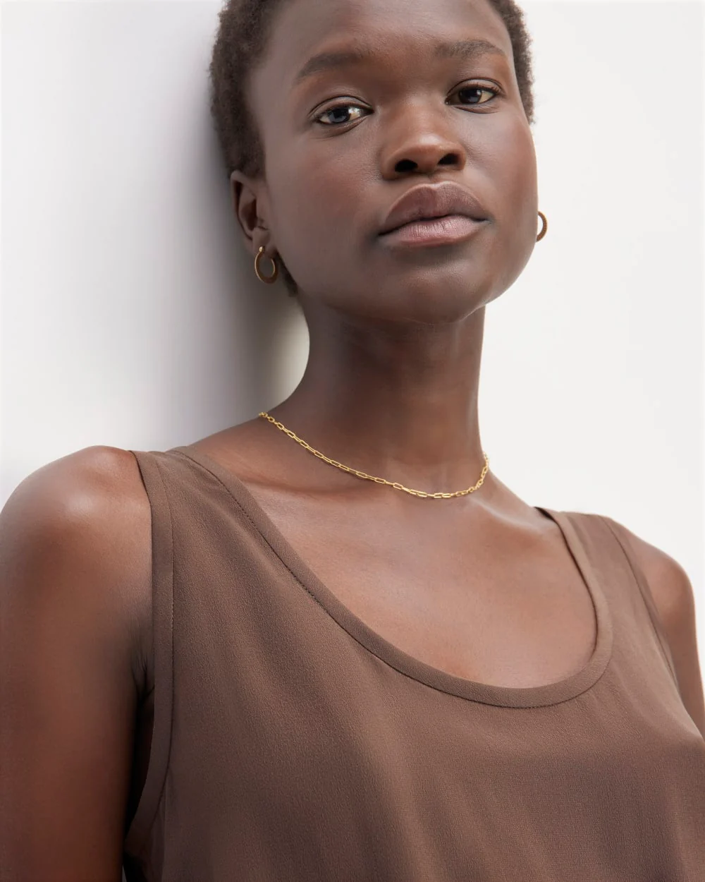 The Scoop Tank in Washable Silk | Cocoa - Image 4
