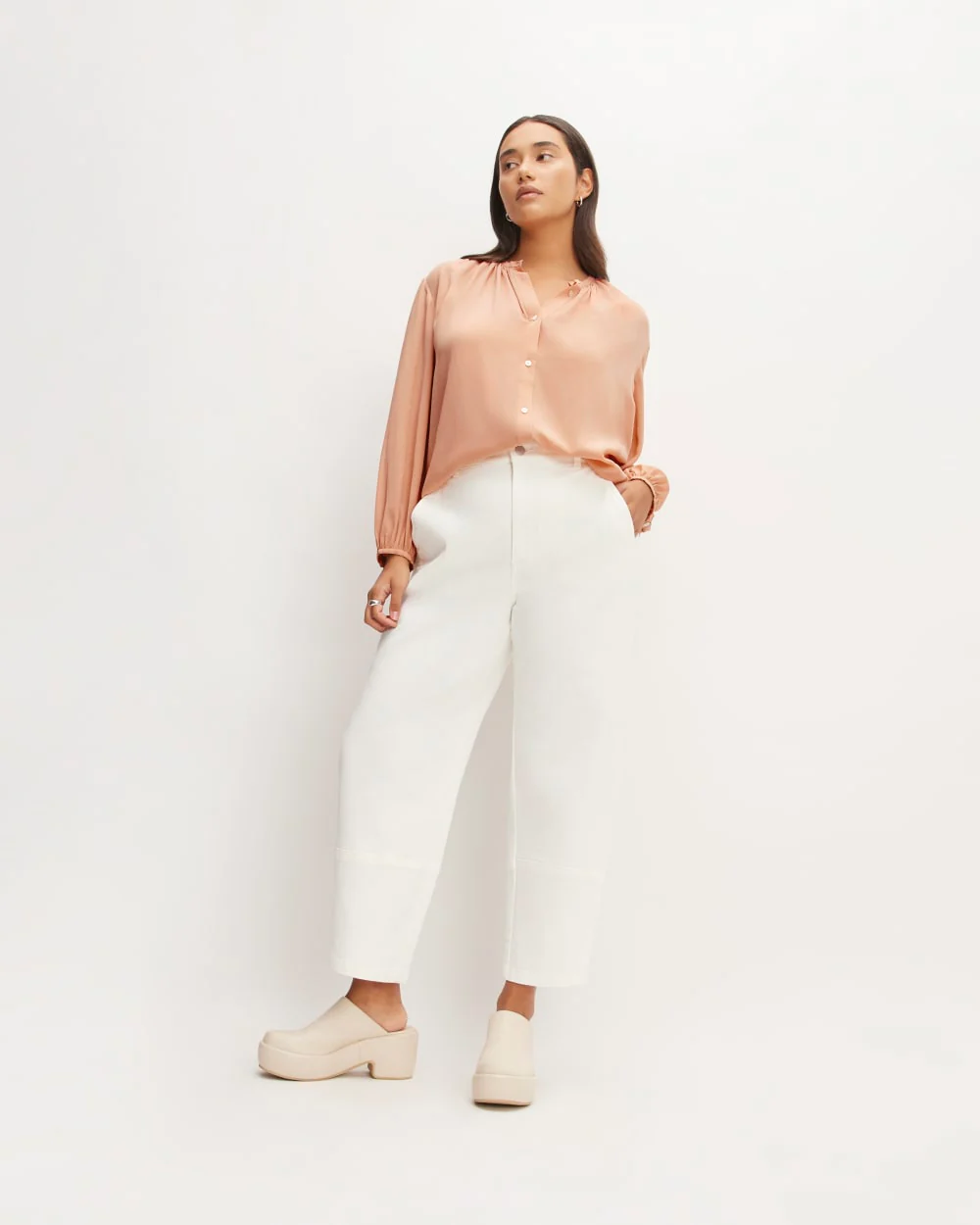 The Washable Clean Silk Shirred Blouse | Blush Pink - Image 3