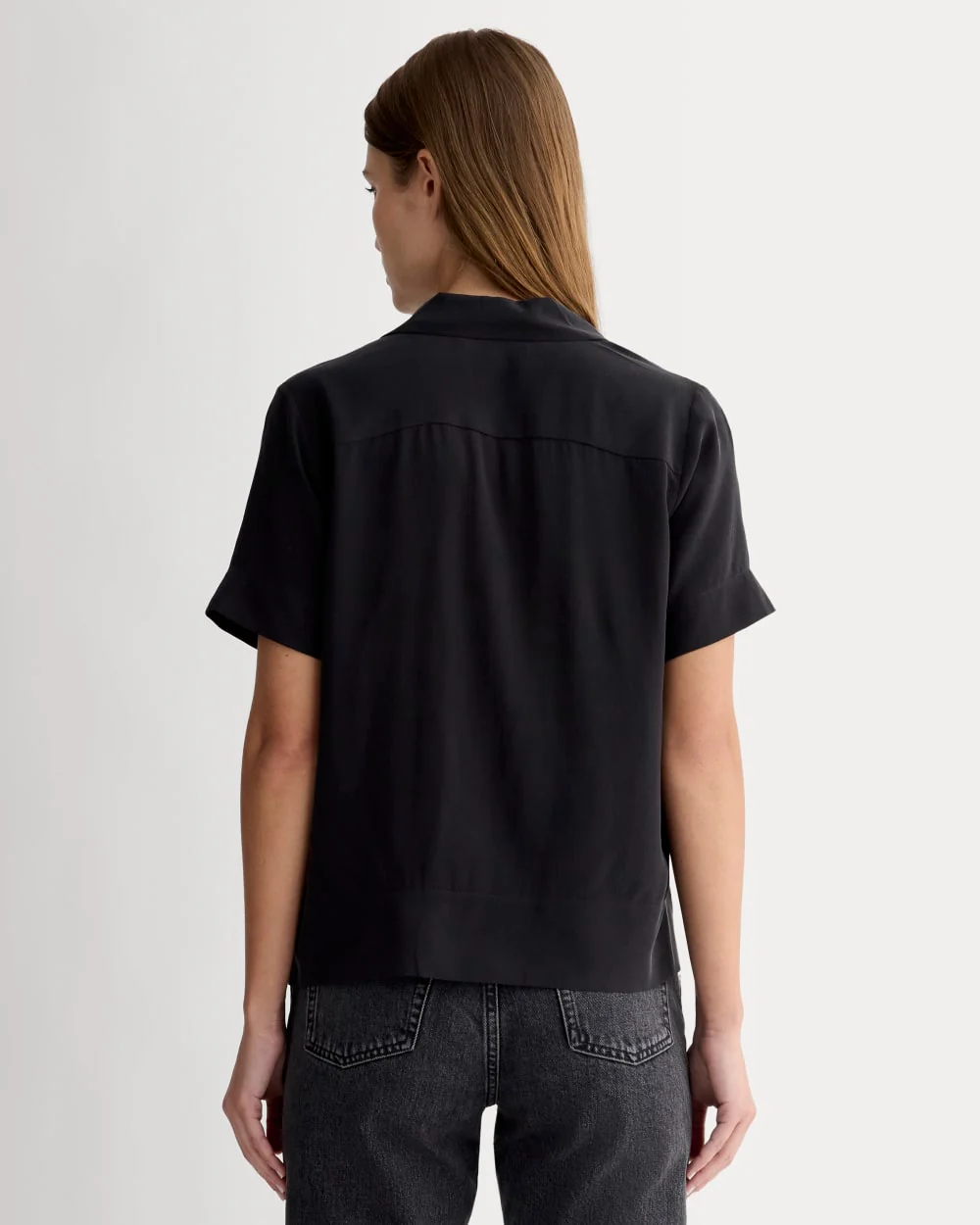 The Notch Shirt in Washable Silk | Black - Image 5